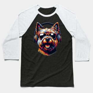 Cairn Terrier as Smiling DJ in Japanese Art Style Baseball T-Shirt